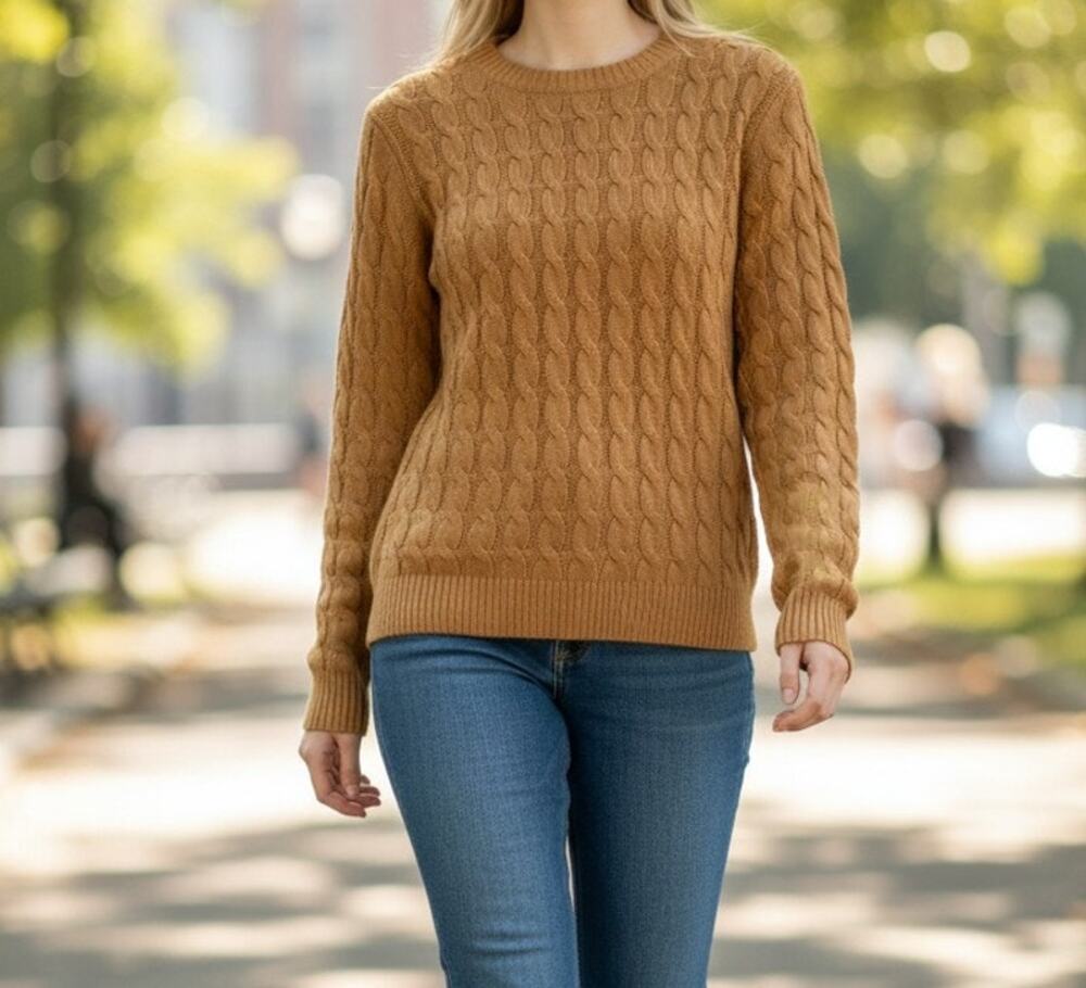 Croft & Barrow Golden Brown Crew Neck Sweater Women's XL Long Sleeve Pullover
